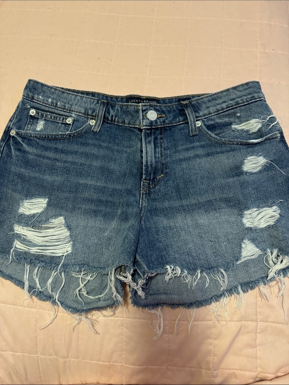 Lucky Brand Distressed Dark Blue Denim Cutoff Shorts